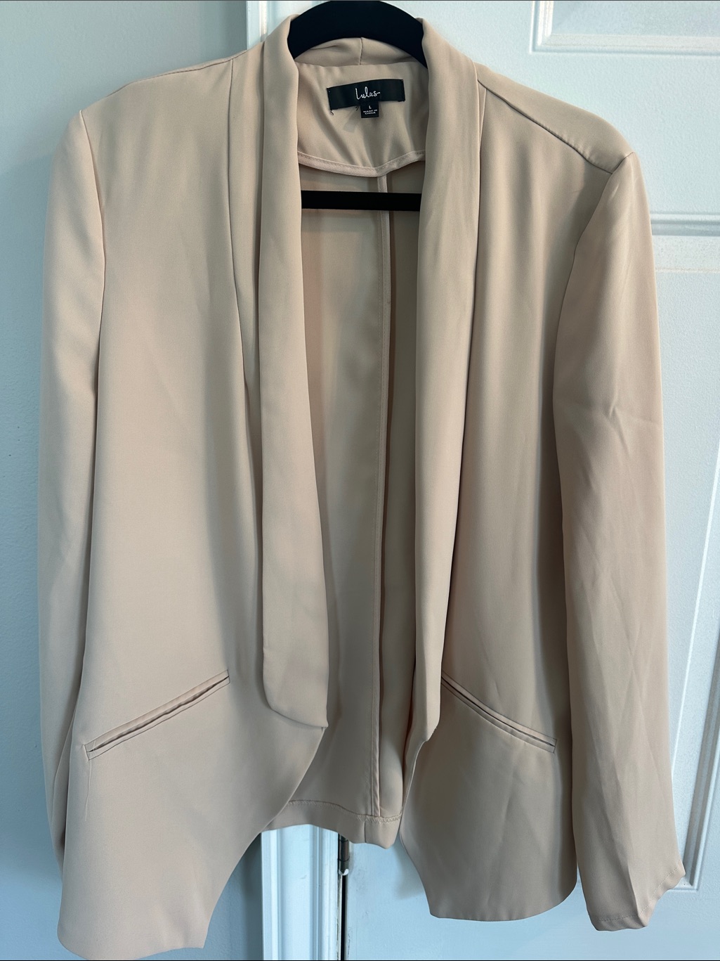 Lulu's Beige Open-Front Draped Blazer